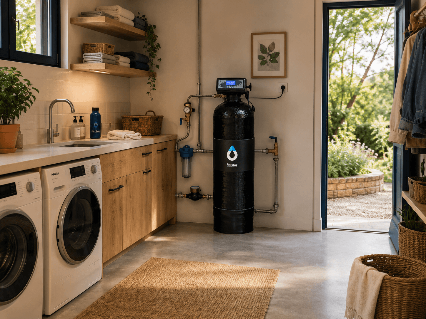 Filtrabio 1000 installé dans une buanderie — shooting Filtrabio